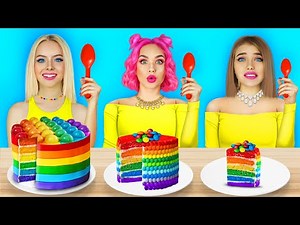 Big, Medium and Small Cake Decorating Challenge! Giant Vs Tiny Sweets! Mukbang by RATATA CHALLENGE