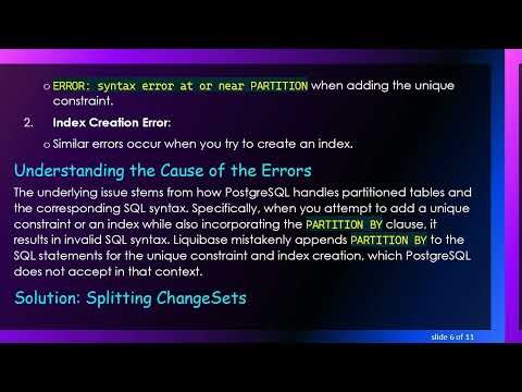 Resolving Liquibase Errors When Creating Index and Unique Constraints on Partitioned Tables