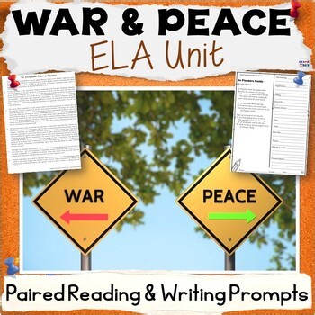 War and Peace Unit - Memorial Day Veterans Day Paired Passages Writing Prompts