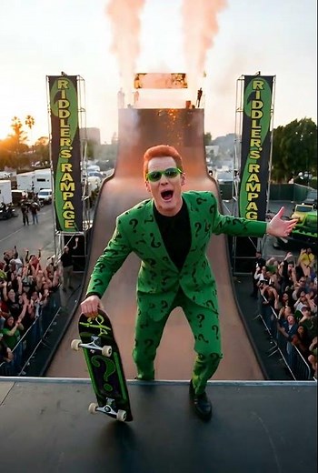 The Riddler’s Rampage! 🛹❓ | Jim Carrey’s Epic Skate Stunt