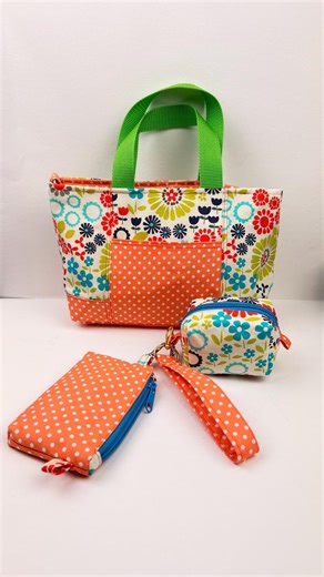 The Grab & Go Set™/tote Bag Set With Wristlet Keychain | Handmade Mom Bag | Small Everyday Tote | Grab and Go Purse| Cute Gift for Mom - Etsy