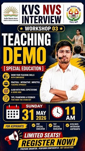 Teaching Demo Workshop for Special Educators | KVS NVS Interview 31 May 2026 11 AM 99Only