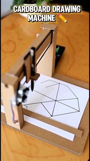 DIY Cardboard Drawing Machine ✏️ | Mini Tech Experiment #DIY #STEM #Tech #Cardboard #Shorts