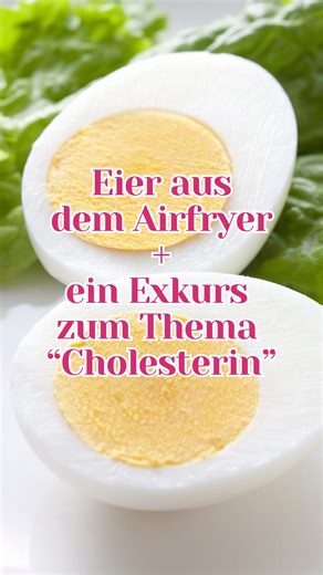Abnehmen | Rezepte | Frauen Fitness💪🏼 on Instagram: "⚠️Eier und Cholesterin Exkurs unten im Text⤵️ 🍳Wusstest Du, dass Du Eier auch prima im Airfryer zubereiten kannst? ➡️ Festgekochte Eier: Einfach die rohen Eier in den Airfryer geben und 10 Minuten bei 170 Grad garen. Dann mit kaltem Wasser abschrecken. ➡️ Rührei: Eine für den Airfryer geeignete Form etwas einfetten und die Eier darin zusammen mit 1 EL Frischkäse verrühren. Dann für 6 Minuten bei 170 Grad in den Airfryer geben. Zwischendurch