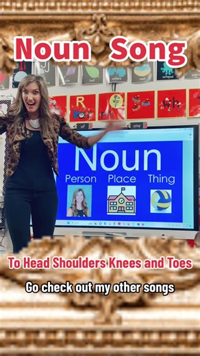 Teach students about nouns with my catchy song! #nouns #noun #mrssmithscatchysongs #kindergartenteacher #teacherfyp #englishclass #lesson #headshoulderskneesandtoes