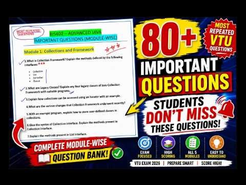 🎯 BIS402 Advanced Java Important Questions | Module-wise VTU Exam Preparation 2026 🔥#bis402 #vtu