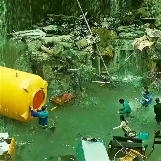 ড্রামের ভেতরে আটকে পড়া লোকদের বাঁচানোর চেষ্টা