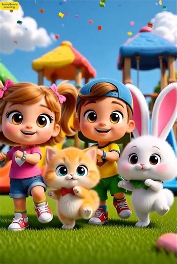 WOW! Kids Dance Challenge!Side to Side Wiggle 🐰Fun Playground Dance #kidssongs #kids #sunnybunny3d