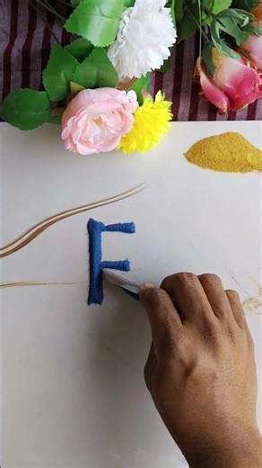 Title:Beautiful Letter F Rang | Easy Alphabet Rangoli Art ✨ #shorts