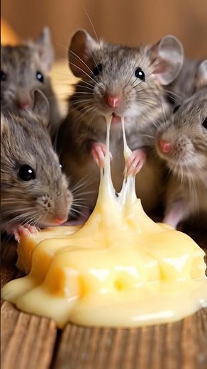 “Cute Baby Mice Eating Melted Cheese 🧀🐭 4K. #BabyMouse #CuteMice #MeltedCheese