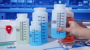 Tatuo 12 Pcs 32oz 1000ml Plastic Sample Bottles with Screw Cap, Liquid Containers with Lid for Lab Reagent Sample Medicine Pill Water Storage, Travel Bottles(Clear,Wide Mouth-Dark Scale)