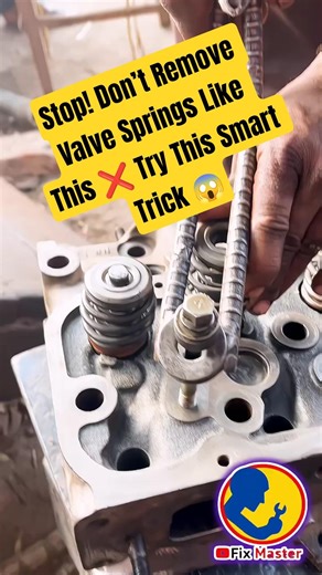 Valve Spring Removal Without Special Tool! 😱 Engine Head Hack #shorts