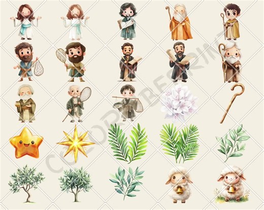Biblical Characters New Testament Clipart Bundle, Christianity Watercolor PNG, Jesus Graphics, Bible Story, Comercial Use, DIGITAL DOWNLOAD - Etsy