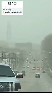 High winds “blowing widespread dust! >> BIT.ly/4ijHcru — • *updated* AQI 144 — UNHEALTHY air quality. • Looking west from 7th & St Louis Ave towards Downtown Joplin. | Joplin News First