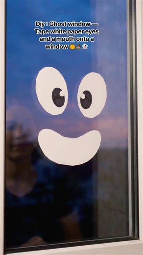 Ghost window Tape white paper eyes and mouth onto a window #😱 #🎃 #halloween #trend #viral #shorts