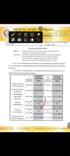 Exam Notification of 5th and 7th Sem. VTU 2022 SCHEME. #examinfo #2022scheme #vtu #education #exam