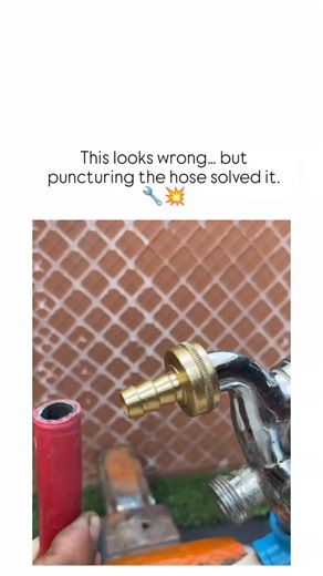MemesBazaar.io™ on Instagram: "The video depicts a DIY hack for fixing a loose garden hose connection to an outdoor faucet: a small puncture in the hose end with a screwdriver allows it to compress onto the barbed fitting, secured by twisting wire into a tight clamp for an immediate seal. Posted January 6, 2026, by @shophyia —a creator sharing simple life tips—the content has rapidly gained 83,000 views and 137 replies, mostly from Indonesian users expressing gratitude for the accessible, no-cos