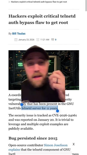 11 year old vulnerability discovered in telnet and is immediately weaponized and being exploited on the internet.