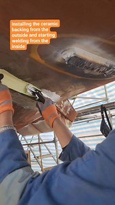 installing the ceramic backing from the outside and starting welding from the inside #welder #highlightseveryonefollowers #bluecollar #fypreel #pengikut | Suhari Ari