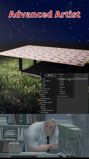 Blender Noob vs Pro: Simulated Table Cloth #blender #blendertutorial #blendercommunity #blender3d