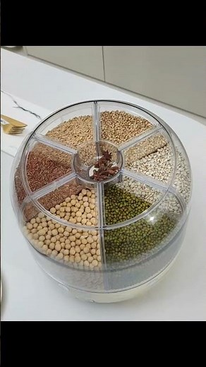 20LBS Large Capacity Food Container, Rice Dispenser | 360° Rotating Grain Storage Bin - 6 Grids