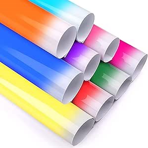 GIRAFVINYL Color Changing Vinyl, Cold Color Changing Permanent Vinyl - 12" x 12" 9 Pcs Adhesive Viny1 Sheets for Craft Decorations (White)