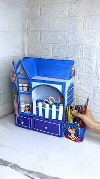 😮💙diy book holder with waste cardboard ideas #short #youtubeshort #craft