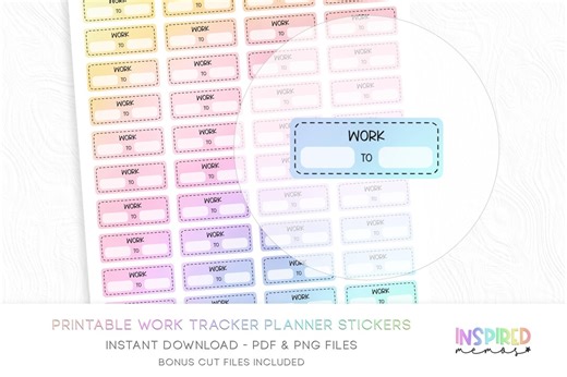 Work Tracker Planner Stickers - Pastel Rainbow - Printable Functional Planner Stickers - Etsy New Zealand