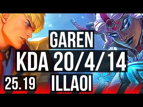 GAREN vs ILLAOI (TOP) | 70k DMG, 8 solo kills, 1800+ games, 20/4/14, Legendary | KR Master | 25.19