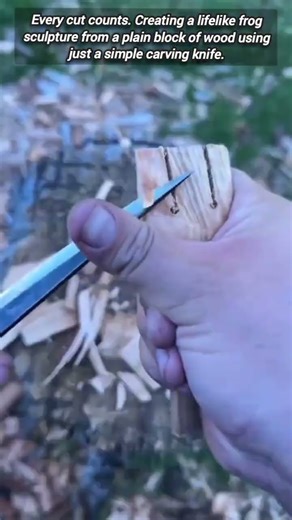 Crafting Nature's Wonders: Handmade Wooden Frog Sculpture.