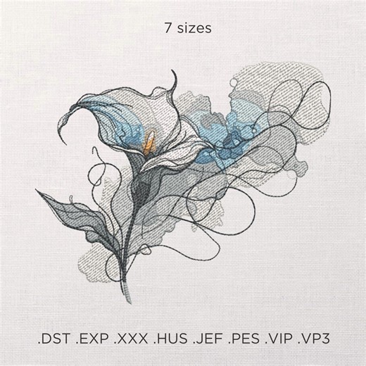 Modern Calla Lily Machine Embroidery Design, Watercolor Floral Embroidery Pattern, Abstract Botanical Embroidery for Women Shirt or Tote Bag - Etsy