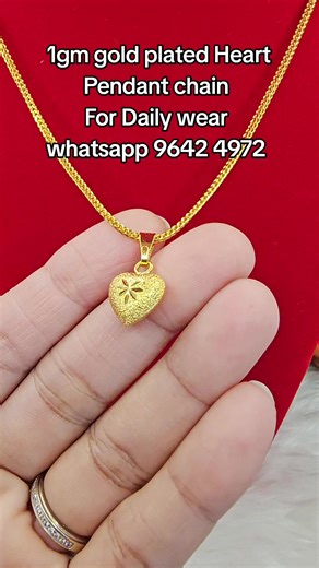 1gm Gold Plated Heart Pendant Chain for Daily Wear