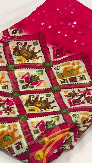 *Hare we go with beautiful laheriya print saree for your upcoming festival or entry..* *patola-2* Pure and very soft Lite weight Georgette sarees with all over patola print and allover foil mirrors penal work. Ton to ton paiping and cotton blouse *Best price 700 +$/-* Premium quality Book your orders | Nandhini Salwars | Facebook