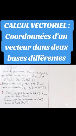 Calcul vectoriel mathématiques, Base et repères du plan en classe de seconde S et troisième. Exercice corrigé sur le calcul vectoriel en classe de seconde S. Déterminant, coordonnées d'un vecteur dans une base. Vecteurs colinéaires. Combinaison linéaire de deux vecteurs du plan. @Sissa-mathsAko #maths #education #vecteurs
