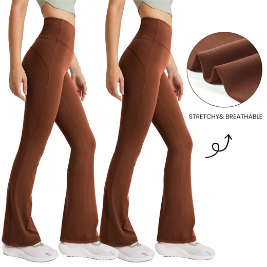 (2 pack) FITOP Flare Yoga Pants for Women Buttery Soft High Waist Bootcut Pants Workout Leggings