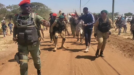Military and Civilian Procession on Rural Path