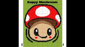 Happy Mushroom C2C & Tapestry Crochet Pattern & Chart by Magic Yarn Pixels