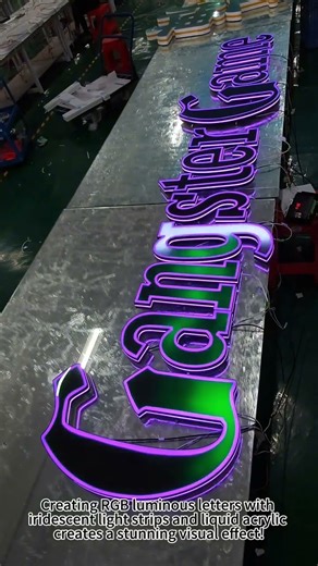 Creating RGB luminous letters with iridescent light strips and liquid acrylic#signage ✅💯