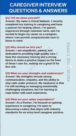 Caregiver Interview Questions and Answers