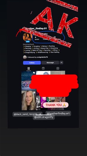 URGENT ‼️ FAKE ACCOUNT ALERT: A fake Instagram profile has been created using my name and photos. (See pictured) heather_findlay.01 Please do not accept any friend / follow requests or messages from an account that looks like me with a similar profile picture. This is a scam designed to steal personal information etc. Please report the fake account immediately to the social media platform and block it. The genuine account is THIS ONE THAT YOU ARE receiving the post from. Please do not interact (