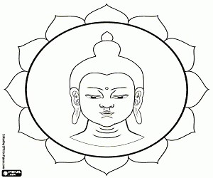 Buda de la Medicina,flor de loto para colorear, pintar e imprimir
