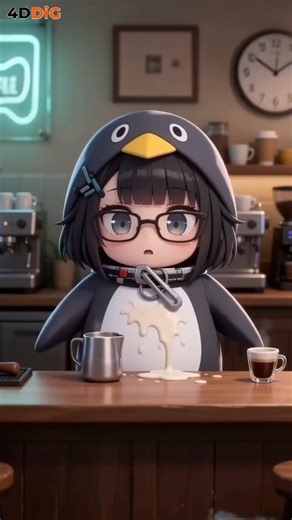 🐧咕咕嘎嘎~今天是冷酷咖啡師！gugugaga終末地企鵝~#4ddig #shorts #管理員企鵝#明日方舟