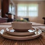 AmorArc Ceramic Dinnerware Sets for 6, 18 Pieces Handpainted Plates and Bowls Set with Rustic Terracotta Underside, Scratch Resistant Stoneware Dishes Set, Dishwasher & Microwave Safe,Light Beige