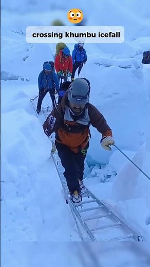 Everest Death Zone: crossing khumbu icefall #everest #shortvideo #shortsfeed