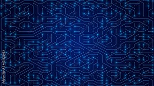 Futuristic Technology Neon Animation of CPU, GPU, and Circuit Board