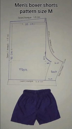 Men’s boxer shorts pattern size M #pattern #shortpants #boxer #polajahit