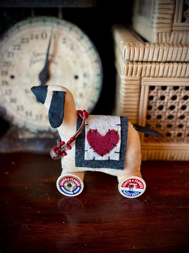 Primitive Sheep on Wheels With Vintage Spools | Hand Sewn Folk Art Sheep | Rustic Farmhouse Decor | January Release - Etsy