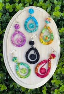 Handmade Mexican Cotton Thread Earrings: Boho Teardrop Dangles - Etsy