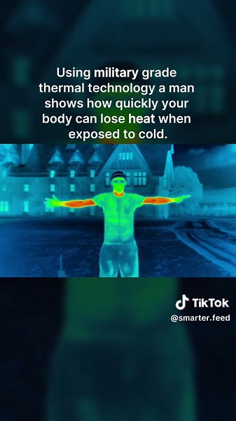 Your body prioritises brain organ temperature over everything else. That’s why fingers can feel numb while your core still feels “okay” — survival is being protected in real time. Try Sift: Knowledge feed on AppStore to scroll smarter in a tik tok style feed. As clothing is removed in a cold environment, the thermal camera starts revealing a rapid shift in heat distribution: 🌡️ Core body temperature stays tightly regulated around ~36.5–37.5°C 🌬️ Skin temperature can drop fast — often falling t